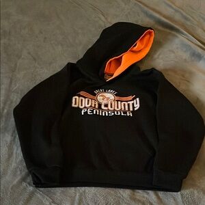 Door County Peninsula Black and Orange Kids Hoodie